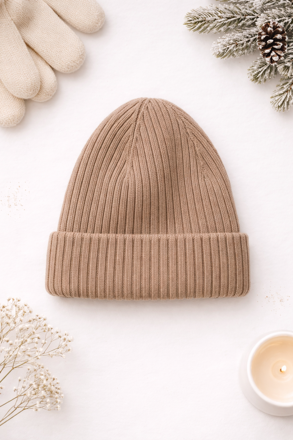 Snowy Ribbed Knit Hat