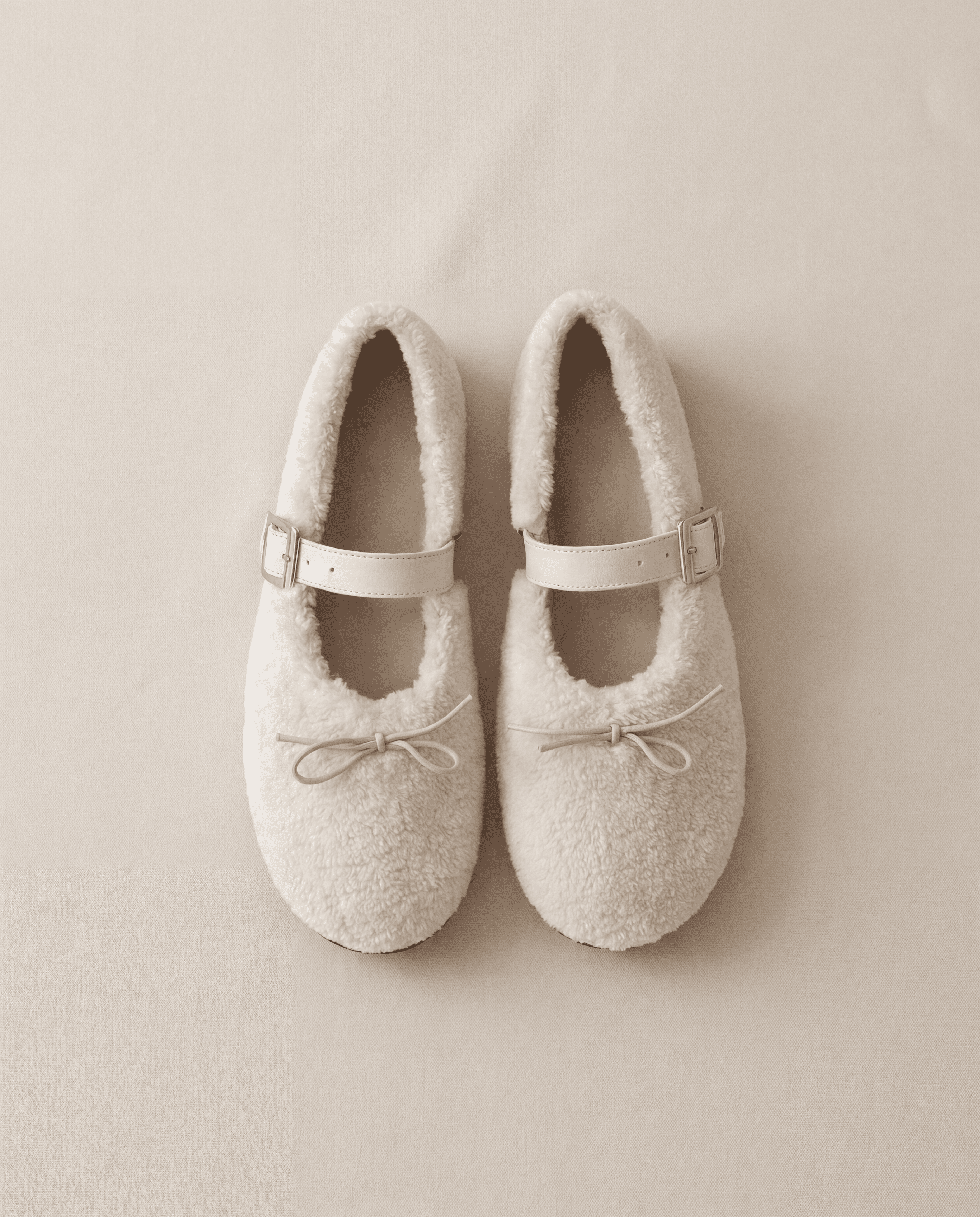 FLUFFY Ballet Flats — White Eco Fur