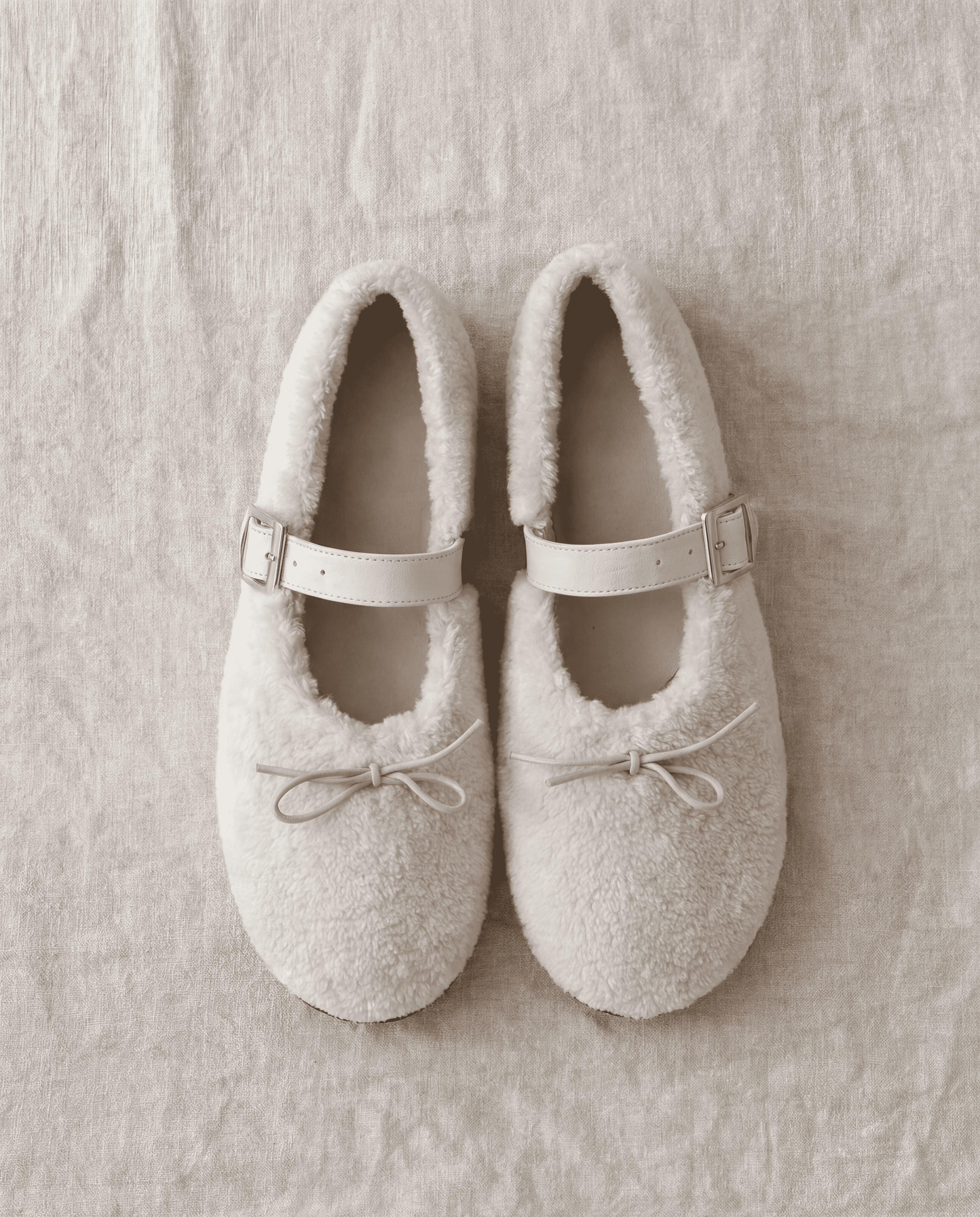 FLUFFY Ballet Flats — White Eco Fur