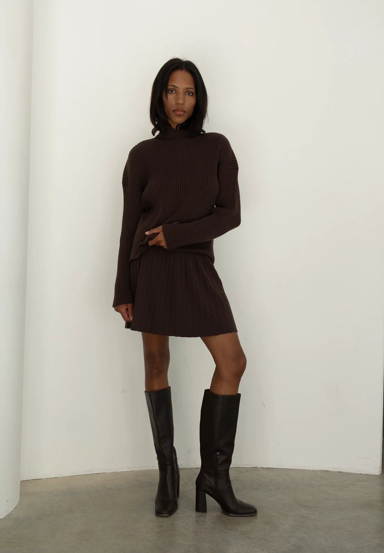 Cotton Ribbed Knit Sweater