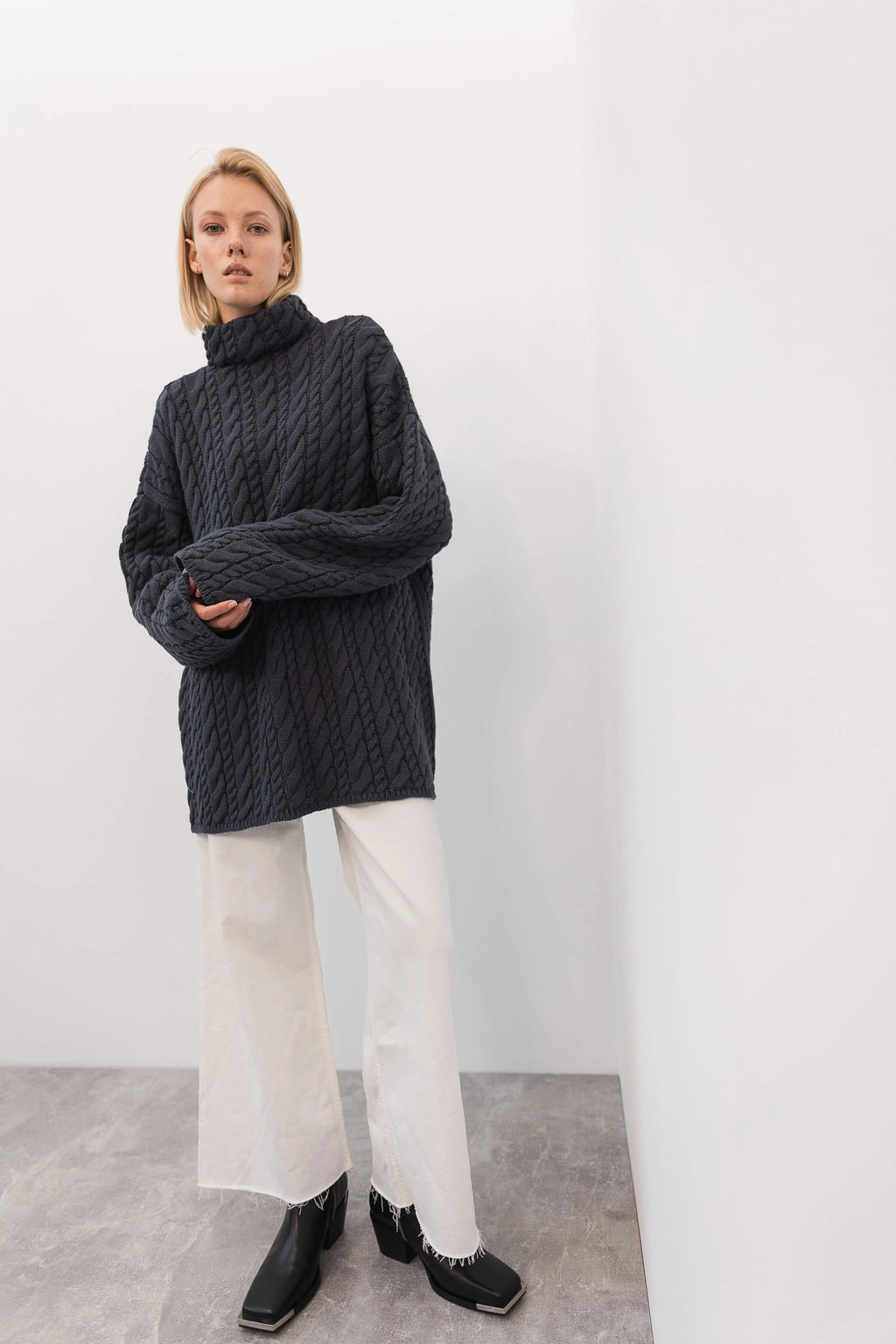 High-Neck Wool Sweater