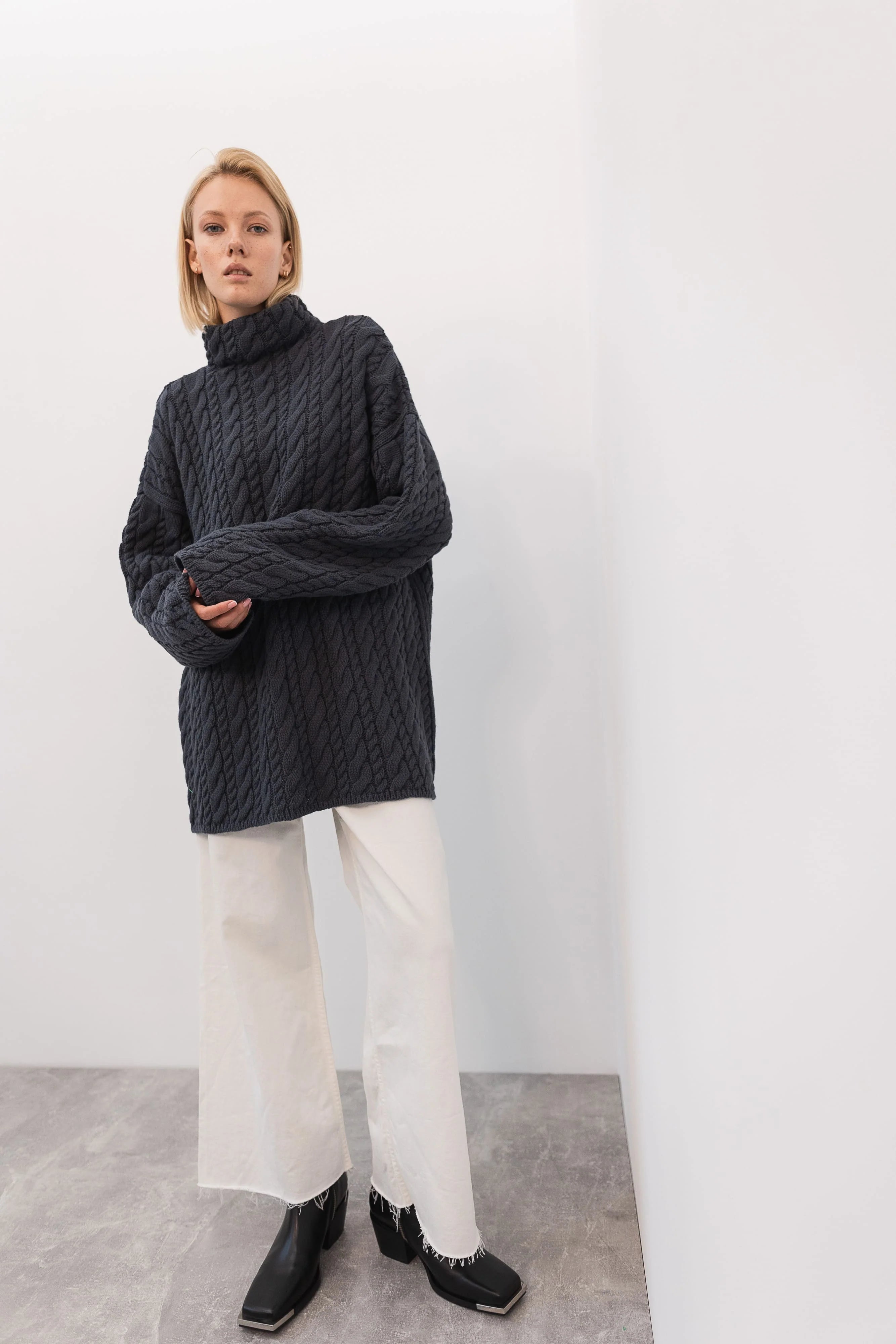 High-Neck Wool Sweater