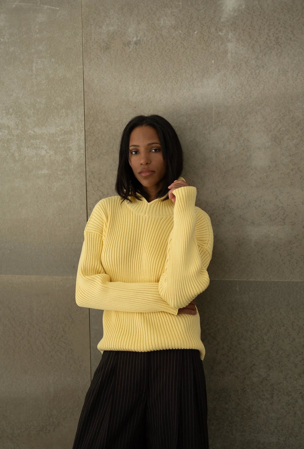 Cotton Ribbed Knit Sweater