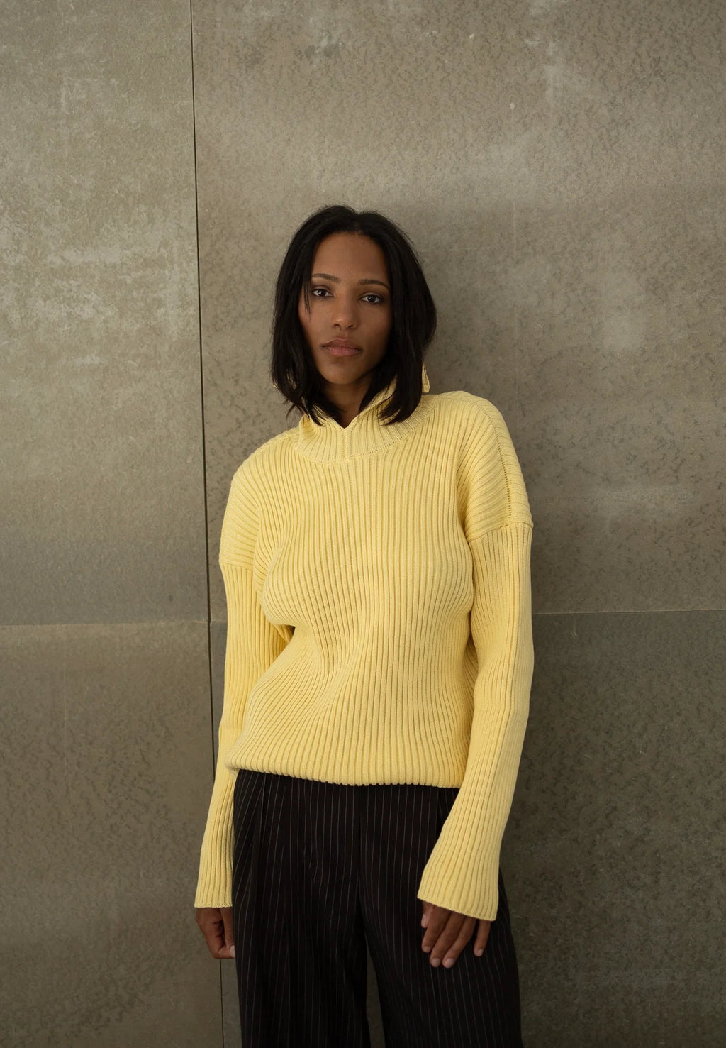 Cotton Ribbed Knit Sweater