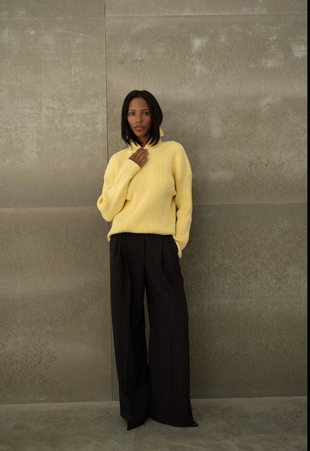 Cotton Ribbed Knit Sweater