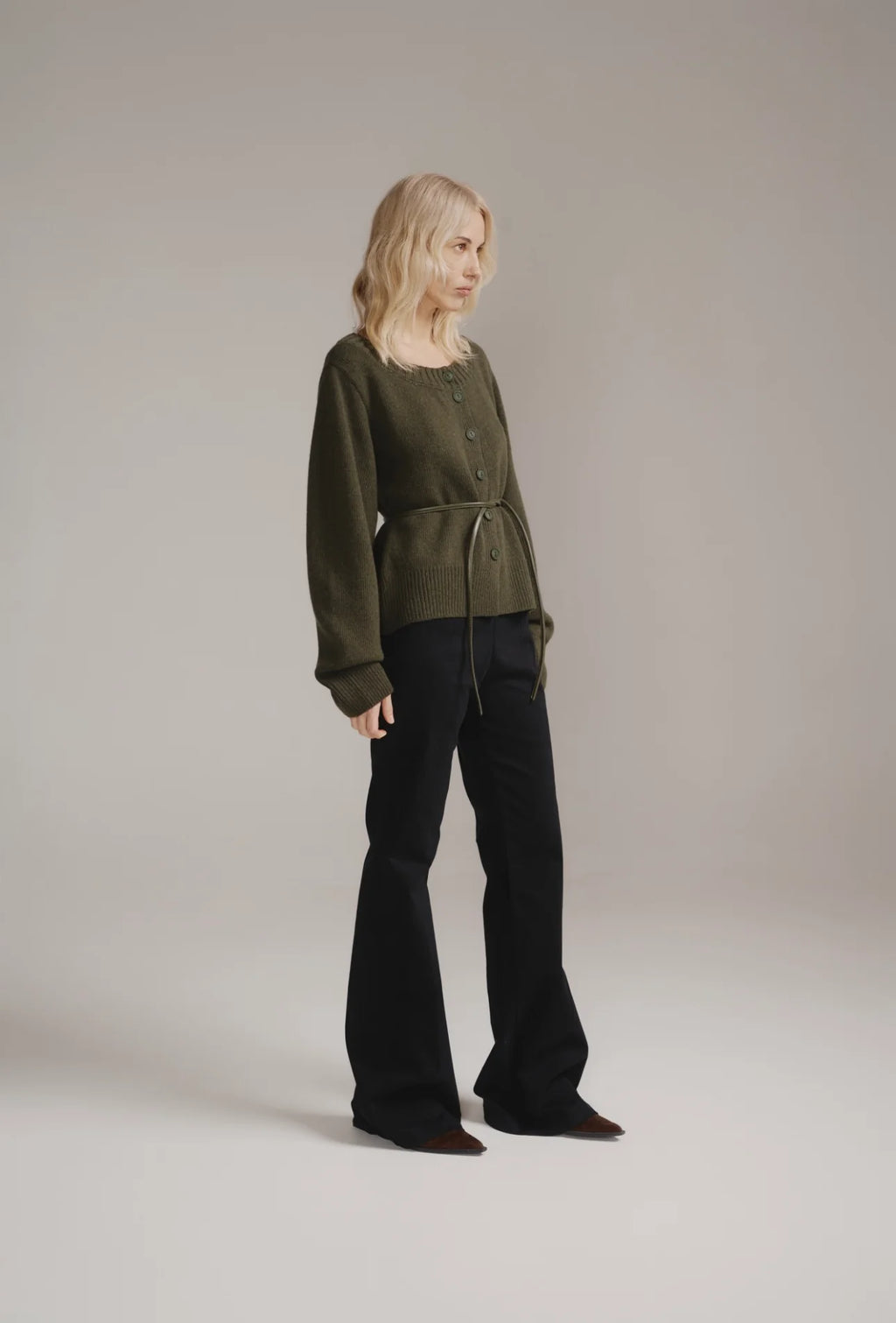 Cropped Lambswool Cardigan