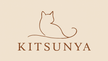 Wide logo for  KITSUNYA boutique with a cat silhouette on a beige background