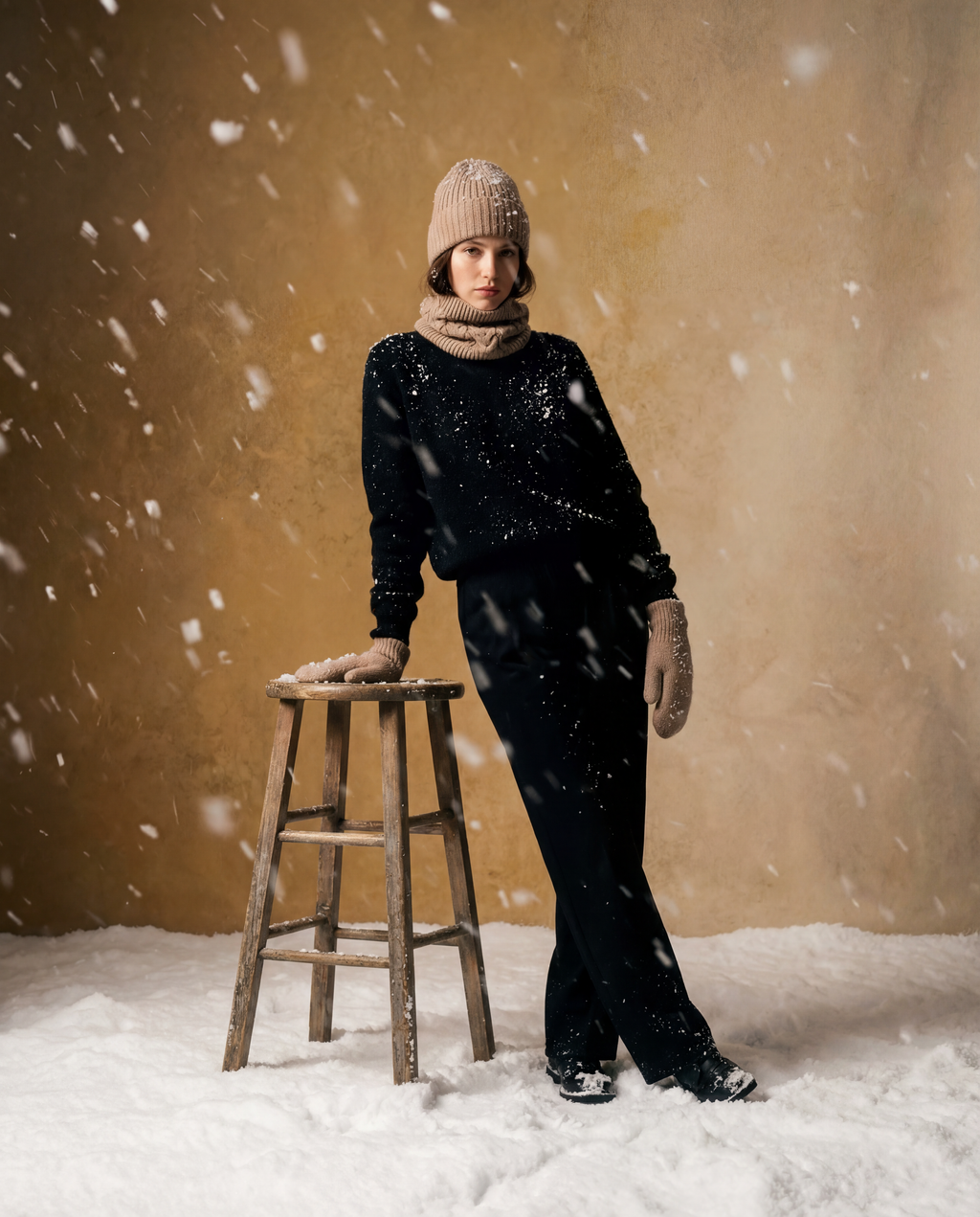 Snowy Ribbed Knit Hat