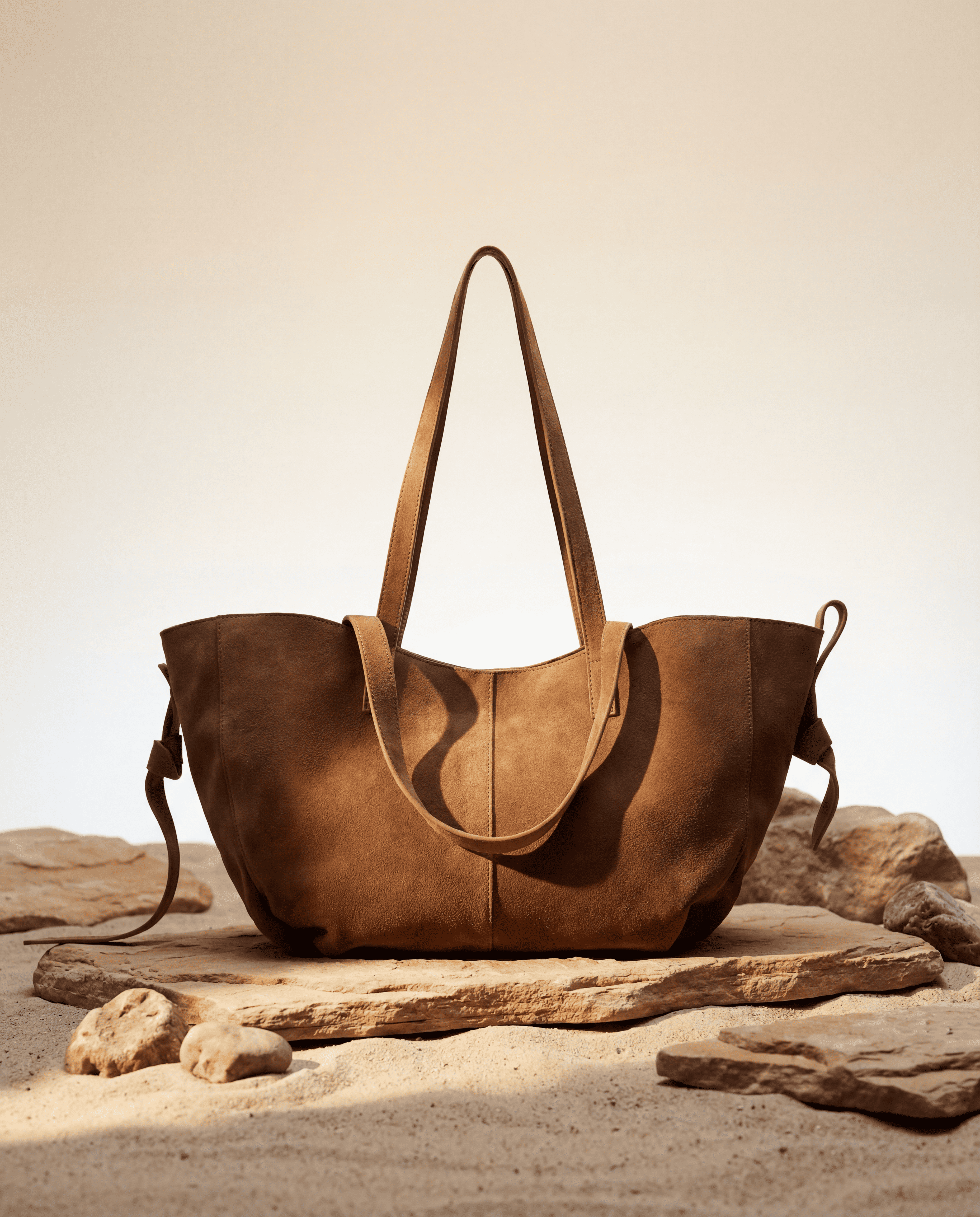 DIVA Leather Shopper Bag — Camel
