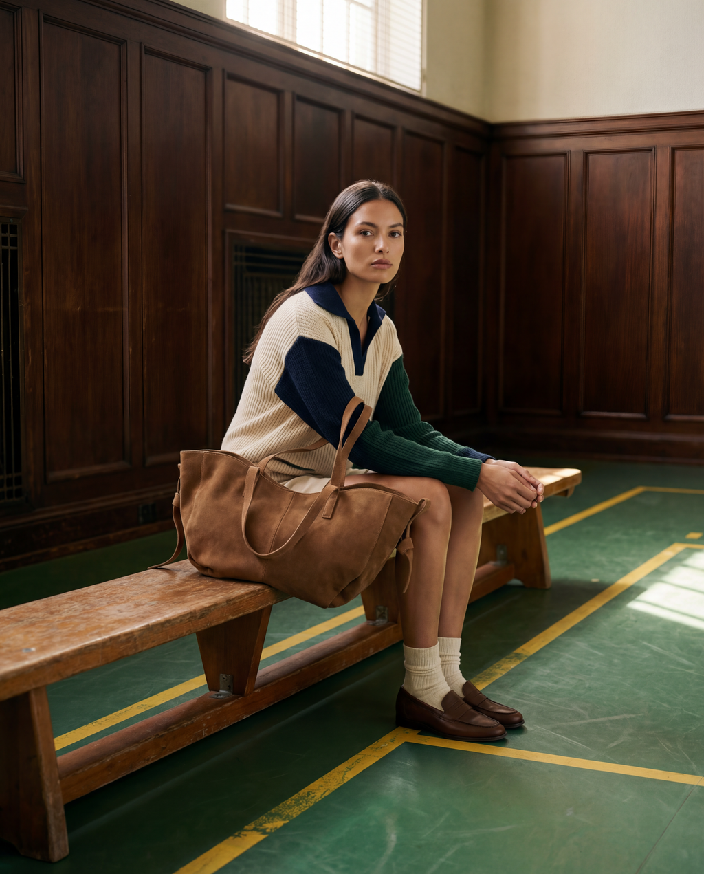 DIVA Leather Shopper Bag — Camel