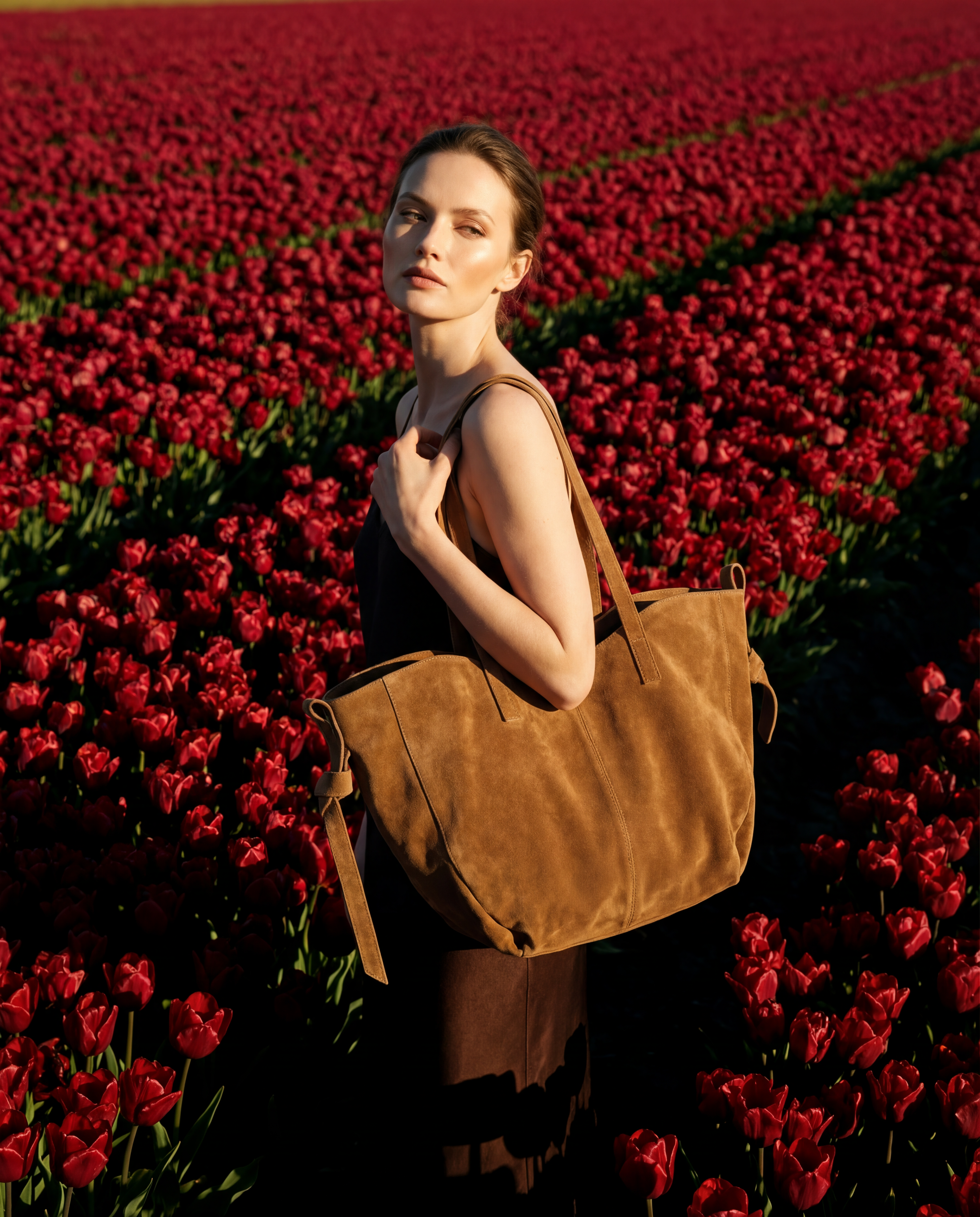 DIVA Leather Shopper Bag — Camel