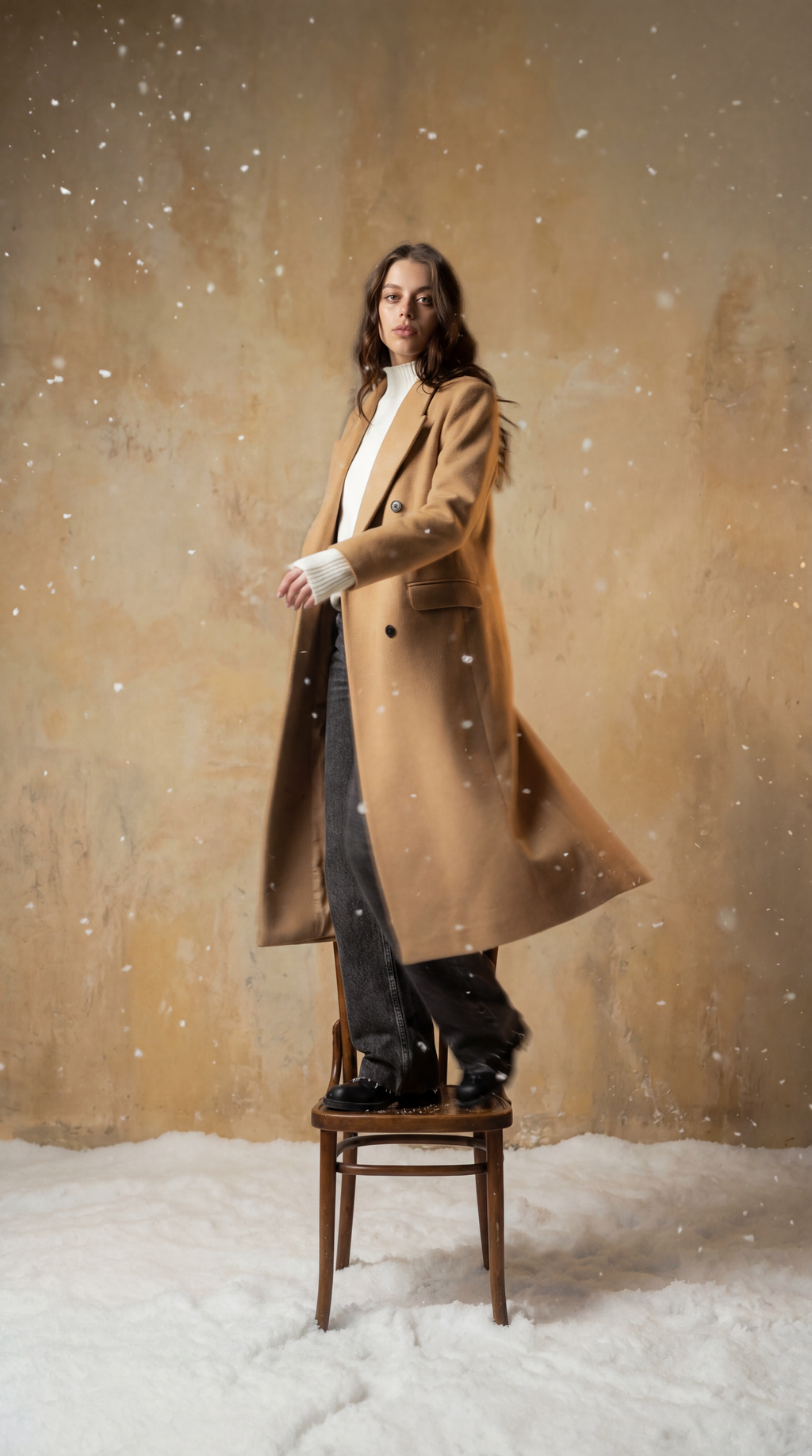 Double-Breasted Wool Coat — Beige