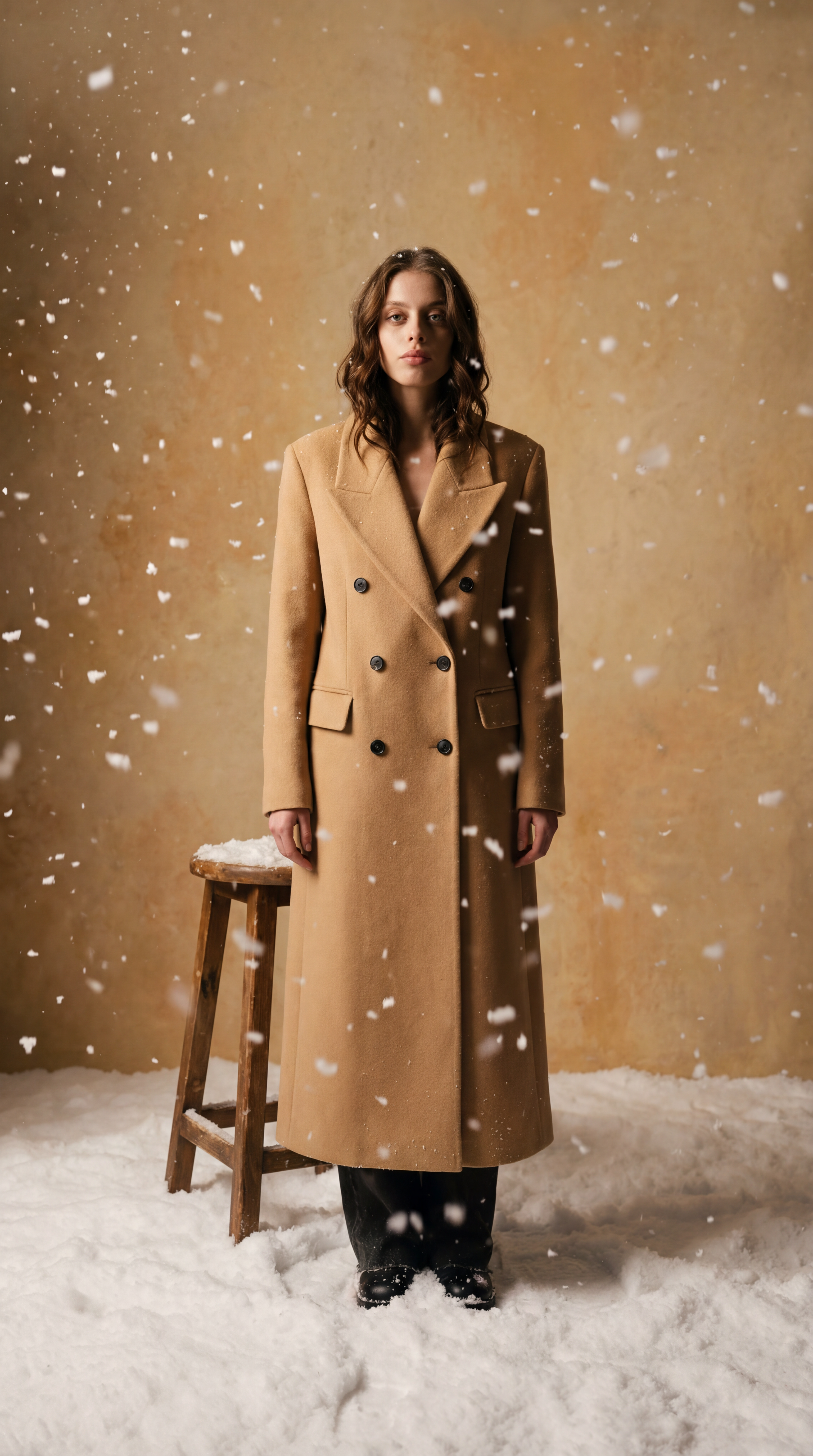 Double-Breasted Wool Coat — Beige