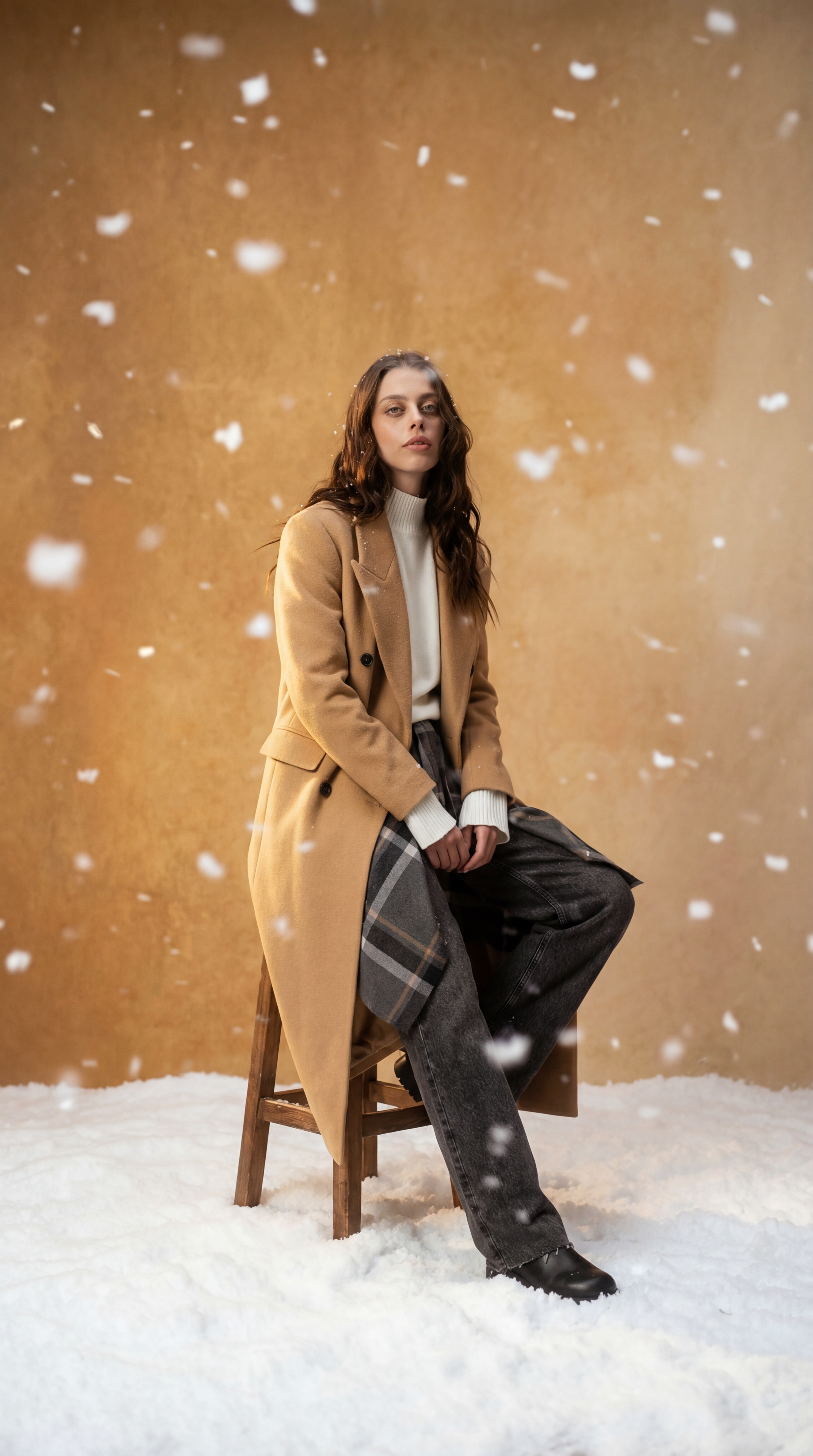 Double-Breasted Wool Coat — Beige