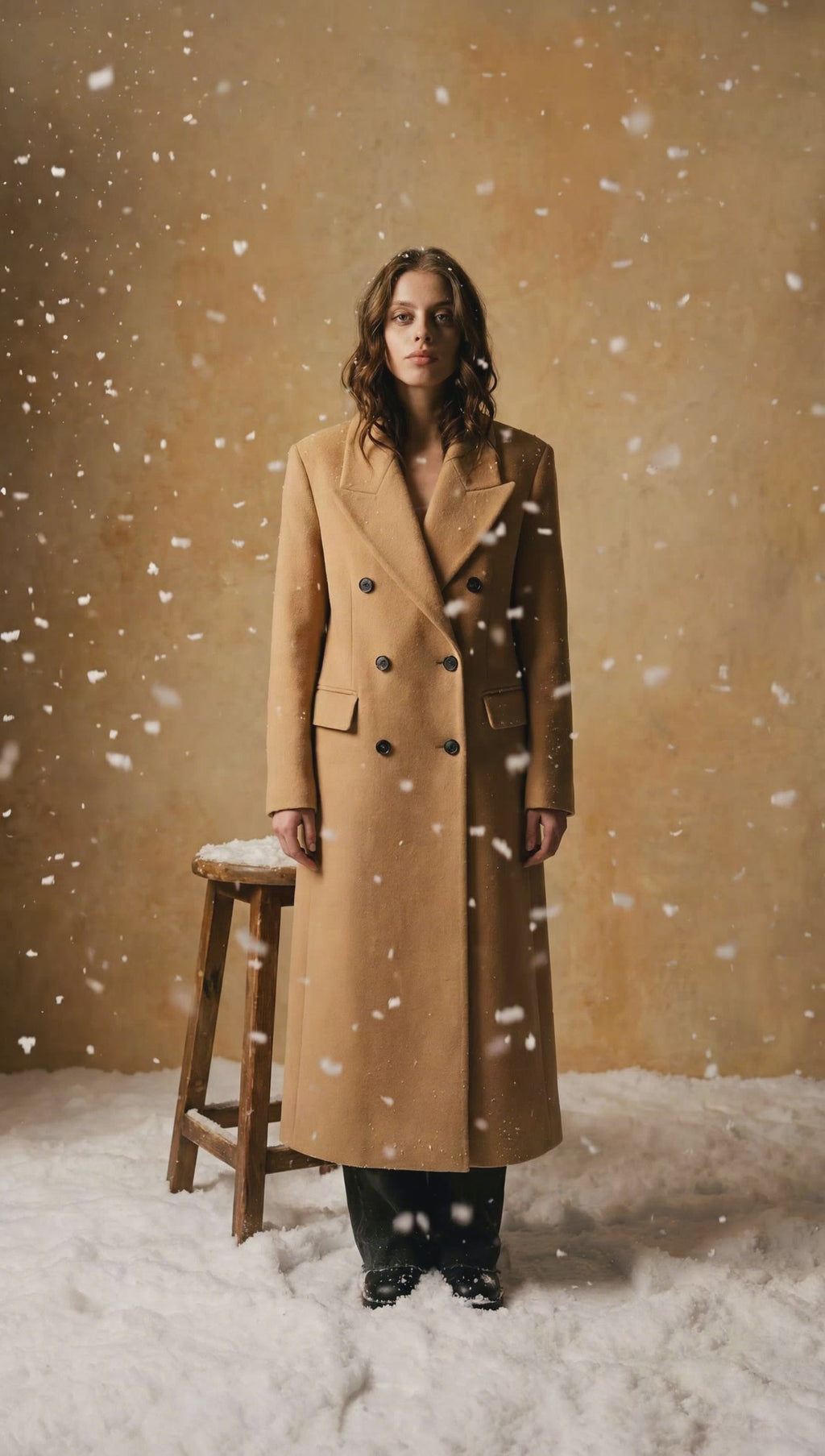 Double-Breasted Wool Coat — Beige