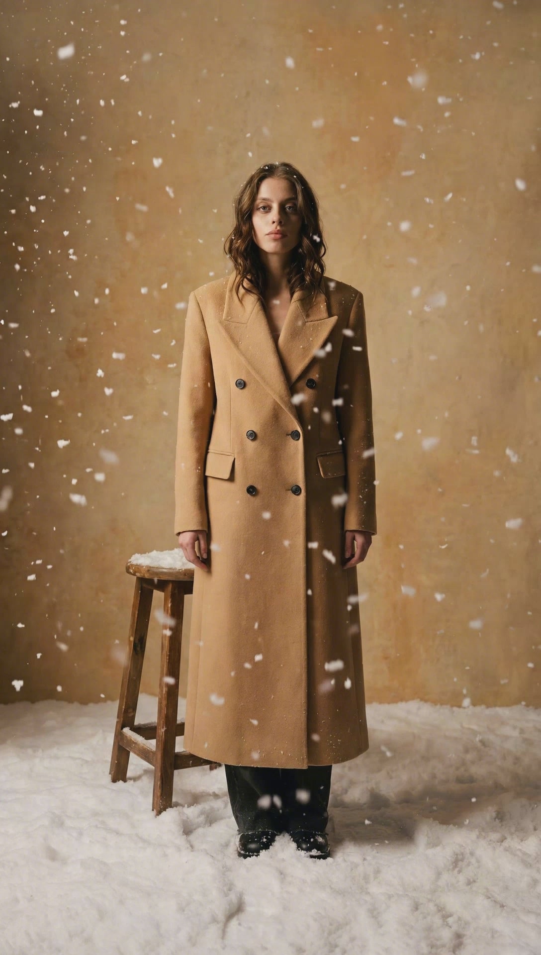 Double-Breasted Wool Coat — Beige