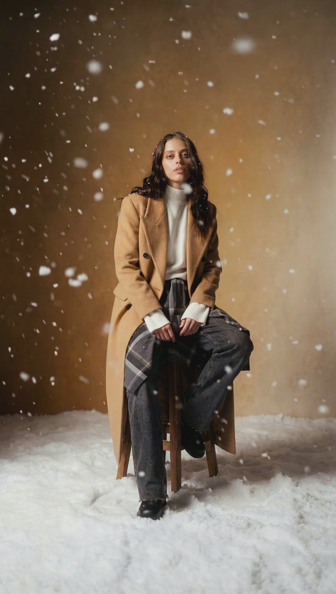 Double-Breasted Wool Coat — Beige