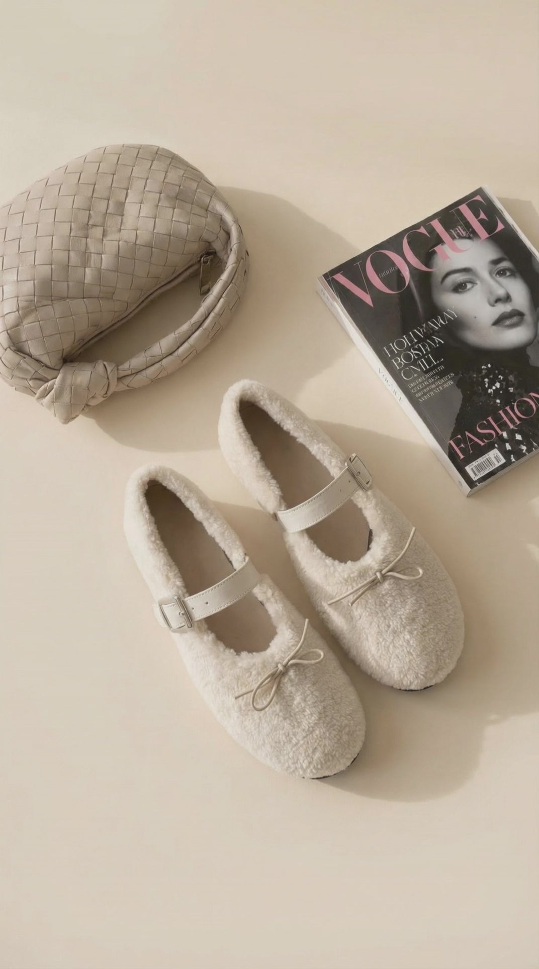 FLUFFY Ballet Flats — White Eco Fur