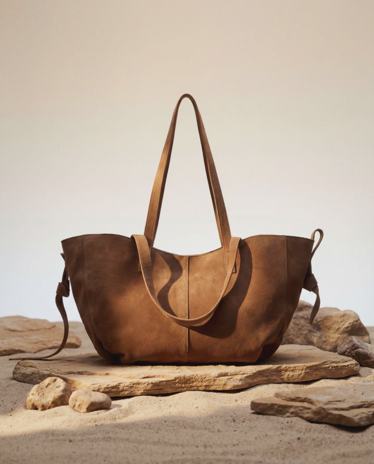 DIVA Leather Shopper Bag — Camel