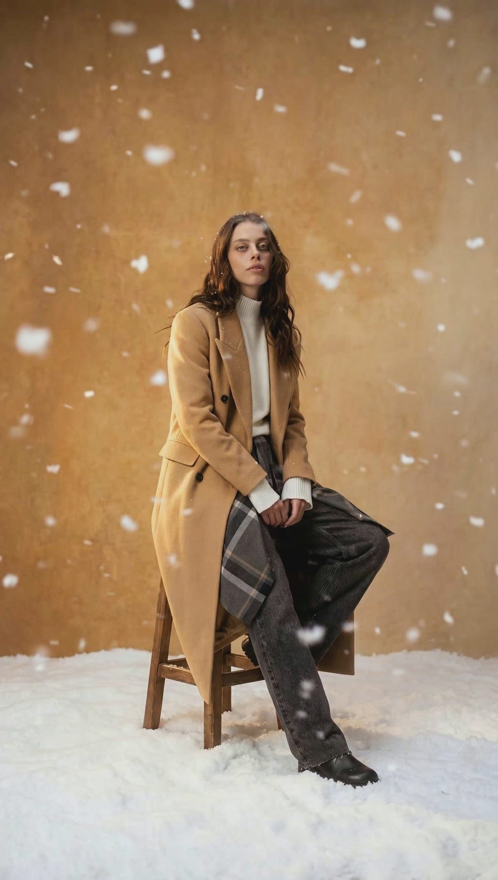 Double-Breasted Wool Coat — Beige